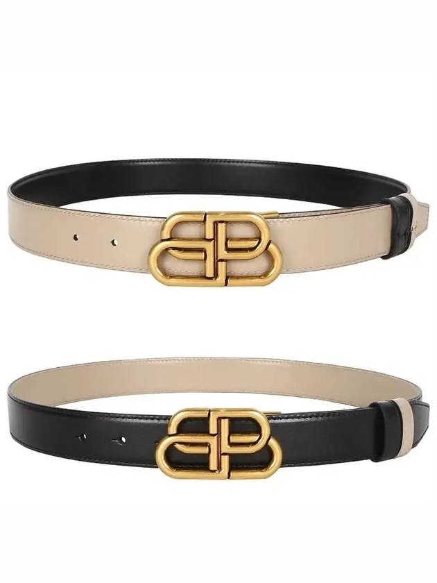Luxury Balenciaga Trending 2026 BB Logo Double-Sided Belt Black