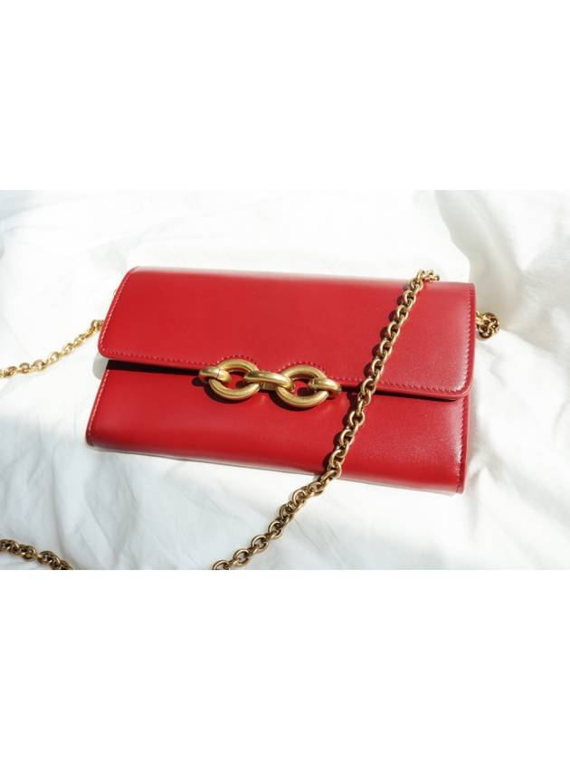 Luxury Saint Laurent Trending 2025 Le Maillon Chain Long Wallet Red
