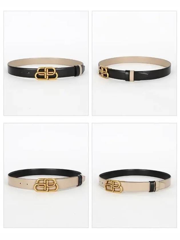 Luxury Balenciaga Trending 2026 BB Logo Double-Sided Belt Black