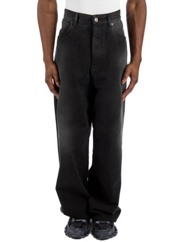 Luxury Balenciaga Trending 2026 Mid-Rise Wide Jeans Black