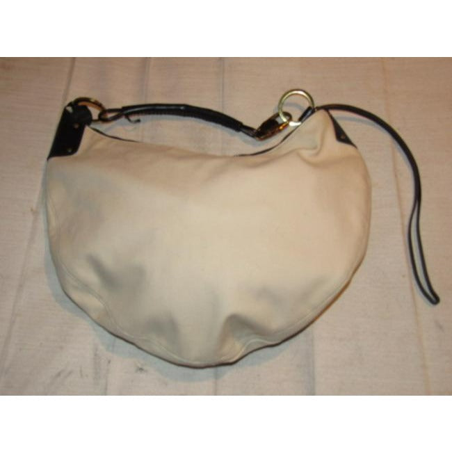 Gucci Vintage White And Gg Leather Hobo Bag