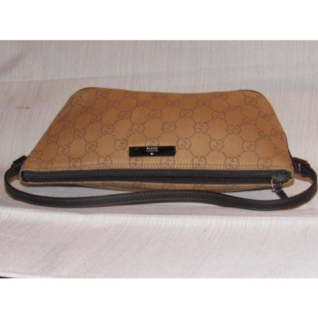 Gucci Pouchette Purses Burnt Orange And Brown Canvas Leather Hobo Bag
