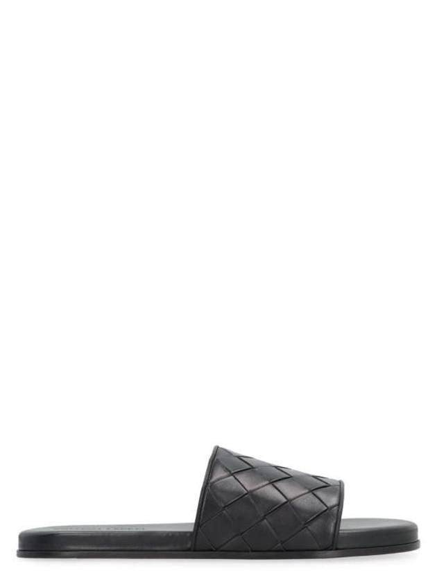 Luxury Bottega Veneta Intrecciato Leather Slippers Black