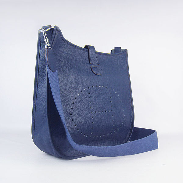 Luxury Hermes Evelyne I handbag H6309 dark blue silver