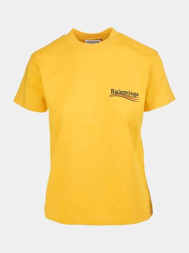 Luxury Balenciaga Trending 2026 Wave Logo Slim Fit Short Sleeve T-Shirt Yellow