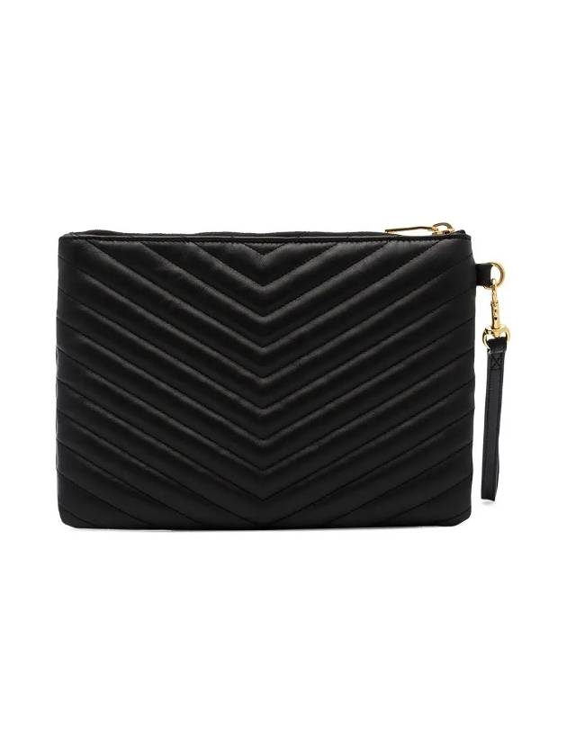 Luxury Saint Laurent Trending 2025 Matelasse Monogram Logo Strap Clutch Bag Black