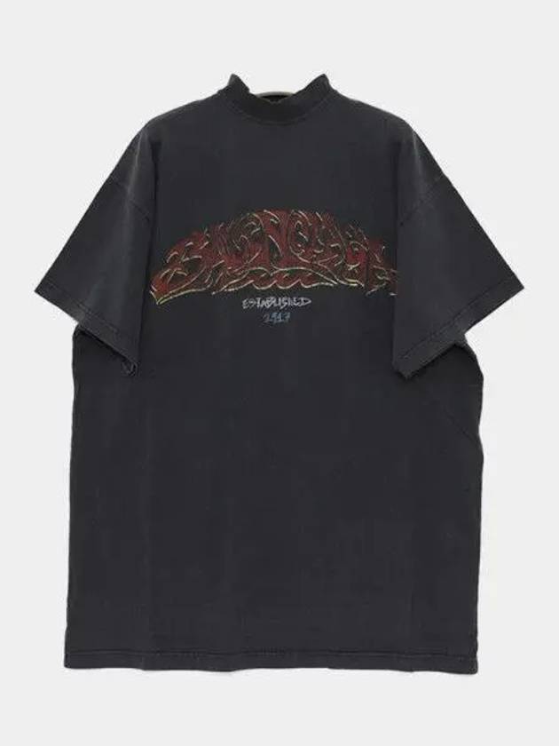 Luxury Balenciaga Trending 2026 Offshore Oversized Short Sleeve T-Shirt Black Faded