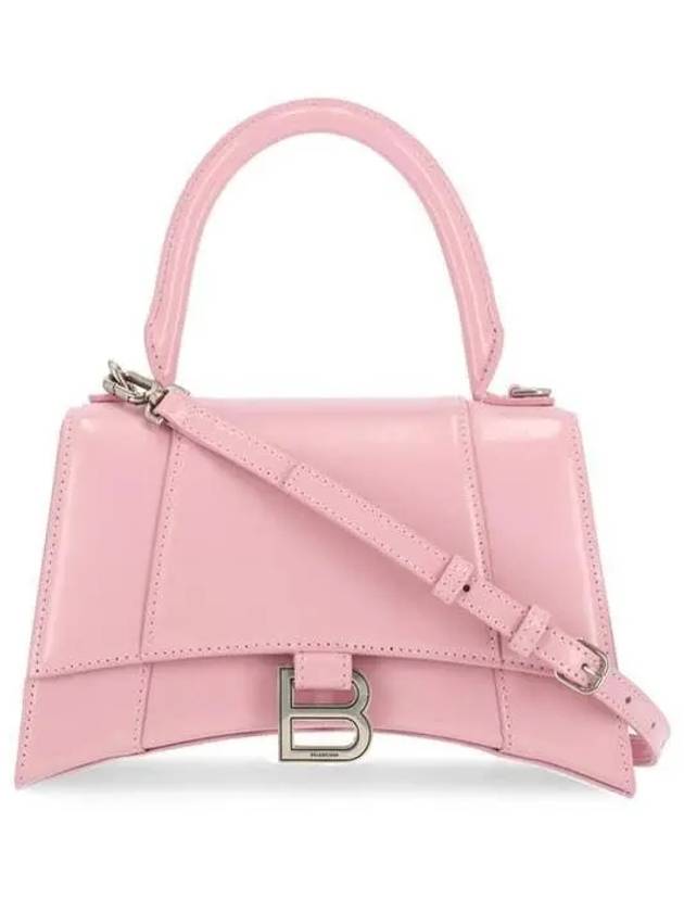 Luxury Balenciaga Trending 2026 Hourglass Shiny Box Calfskin Small Tote Bag Pink