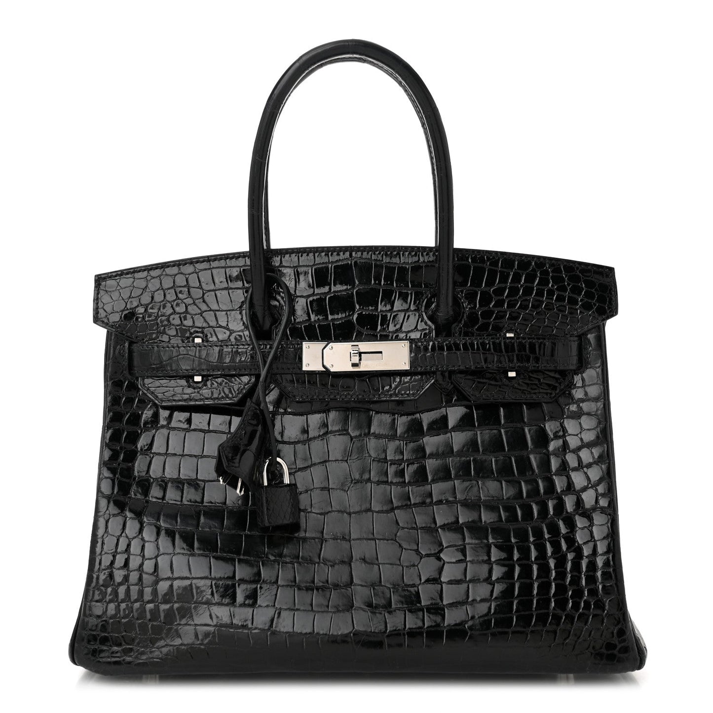 Hermes Shiny Porosus Crocodile Birkin 30 Black
