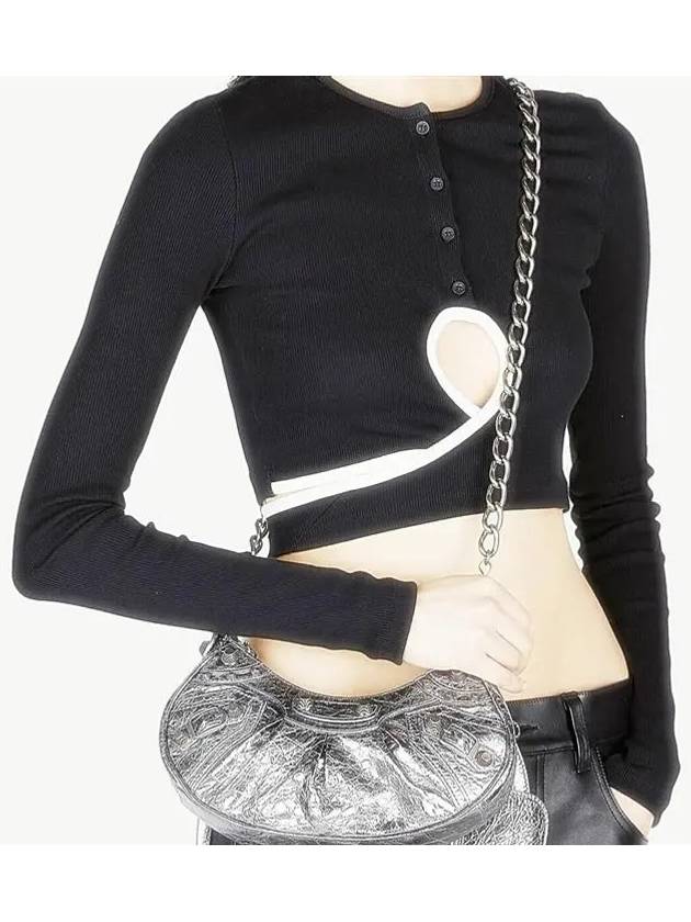 Luxury Balenciaga Trending 2026 WoMen's Le Cagole XS Chain Metal Shoulder Bag Silver
