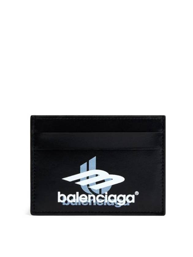 Luxury Balenciaga Trending 2026 Logo Print Leather Card Wallet Black
