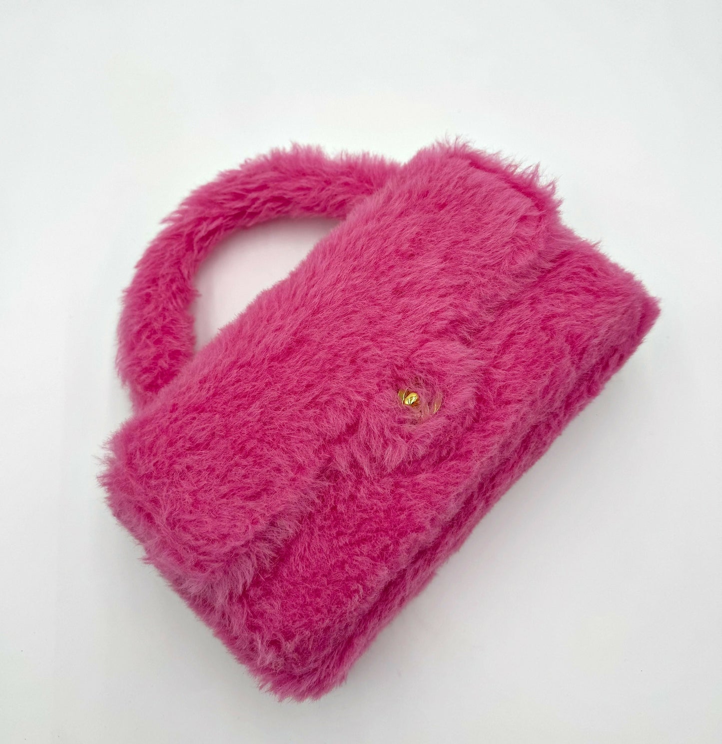 Chanel 1994  Faux Fur Kelly Top Handle in Barbie Pink