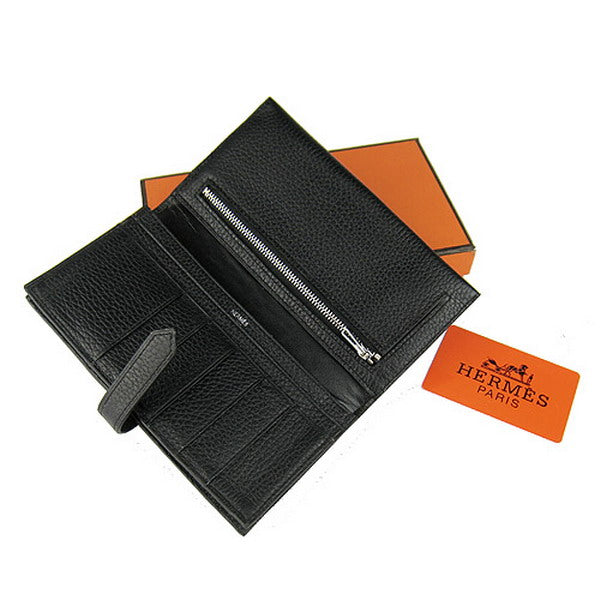 Luxury Hermes Wallet H008 Wallet Cow Leather Black