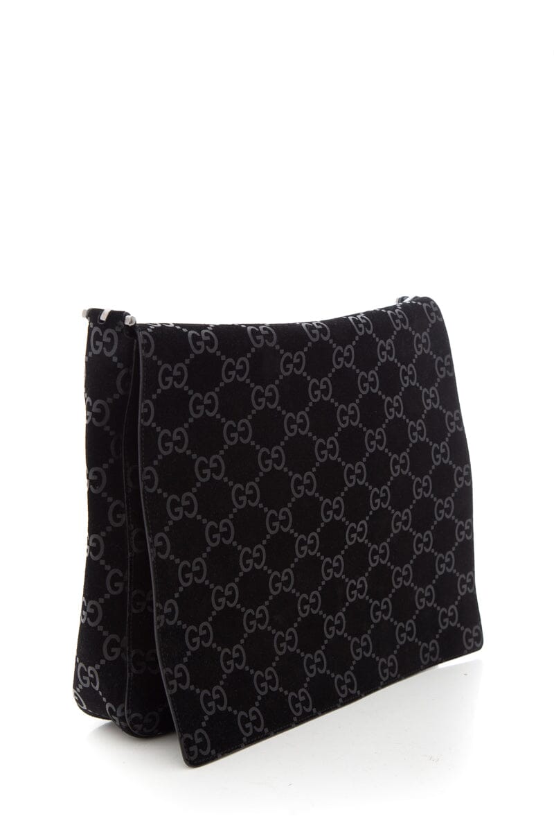 Gucci Black Suede Monogram Handbag