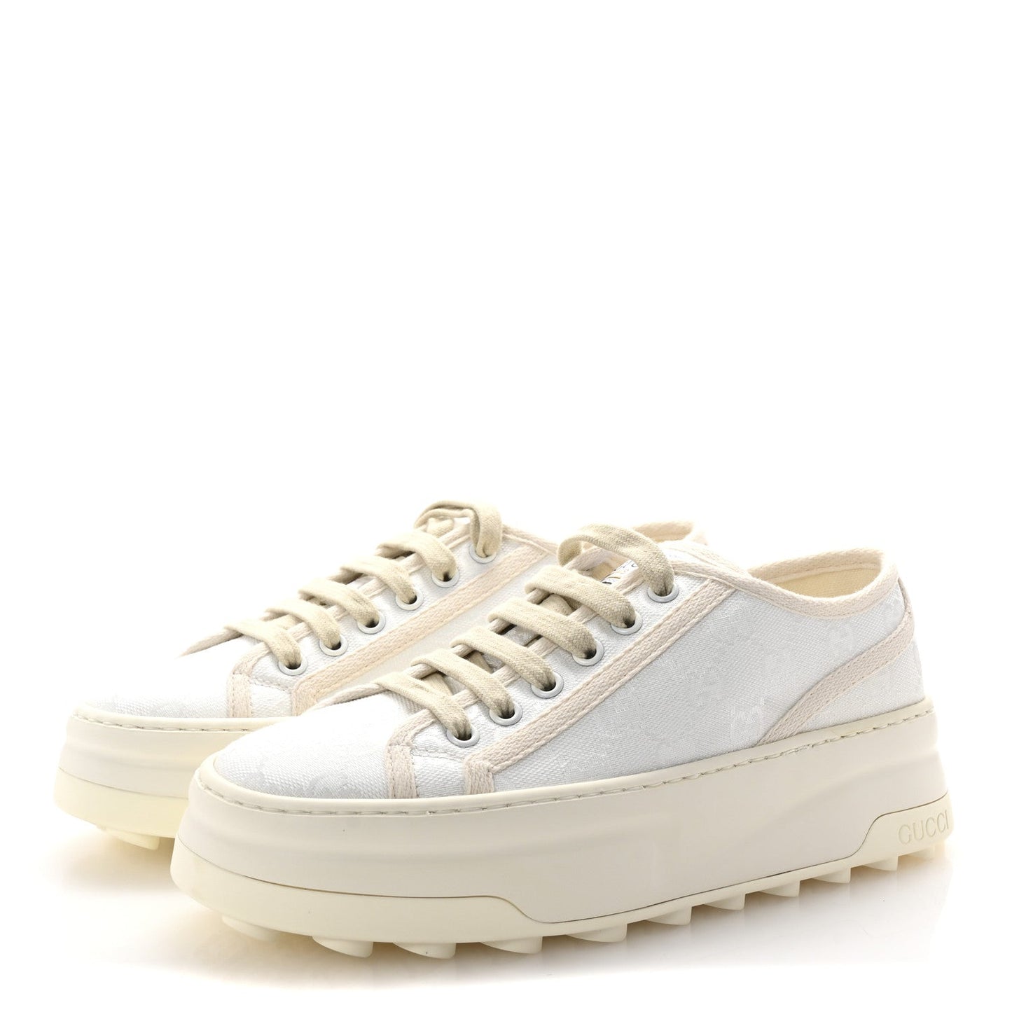 Gucci GG Monogram Womens 1977 Tennis Platform 52mm Sneakers 37 Great White Mystic White