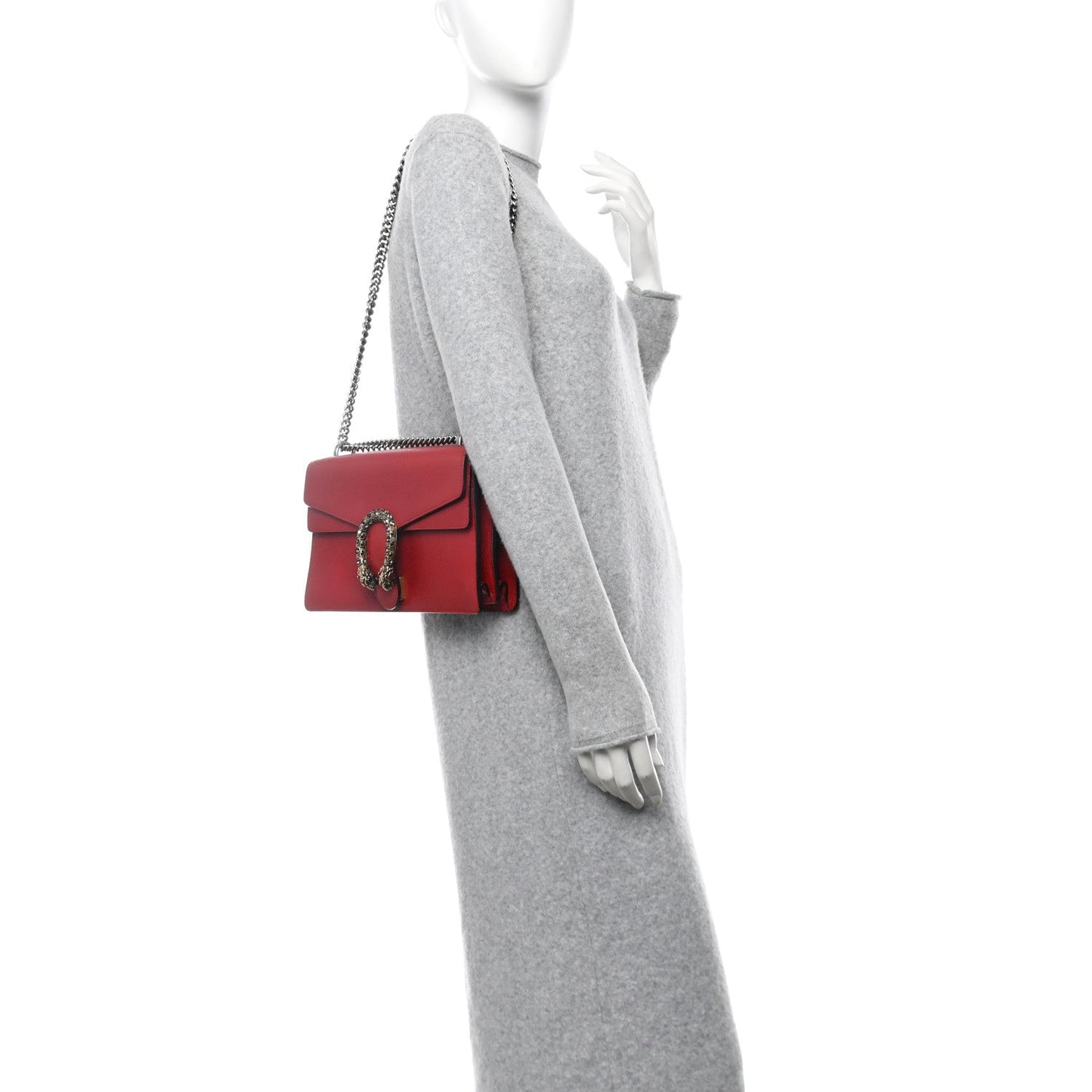 Gucci Dollar Calfskin Swarovski Crystal Small Dionysus Shoulder Bag Hibiscus Red
