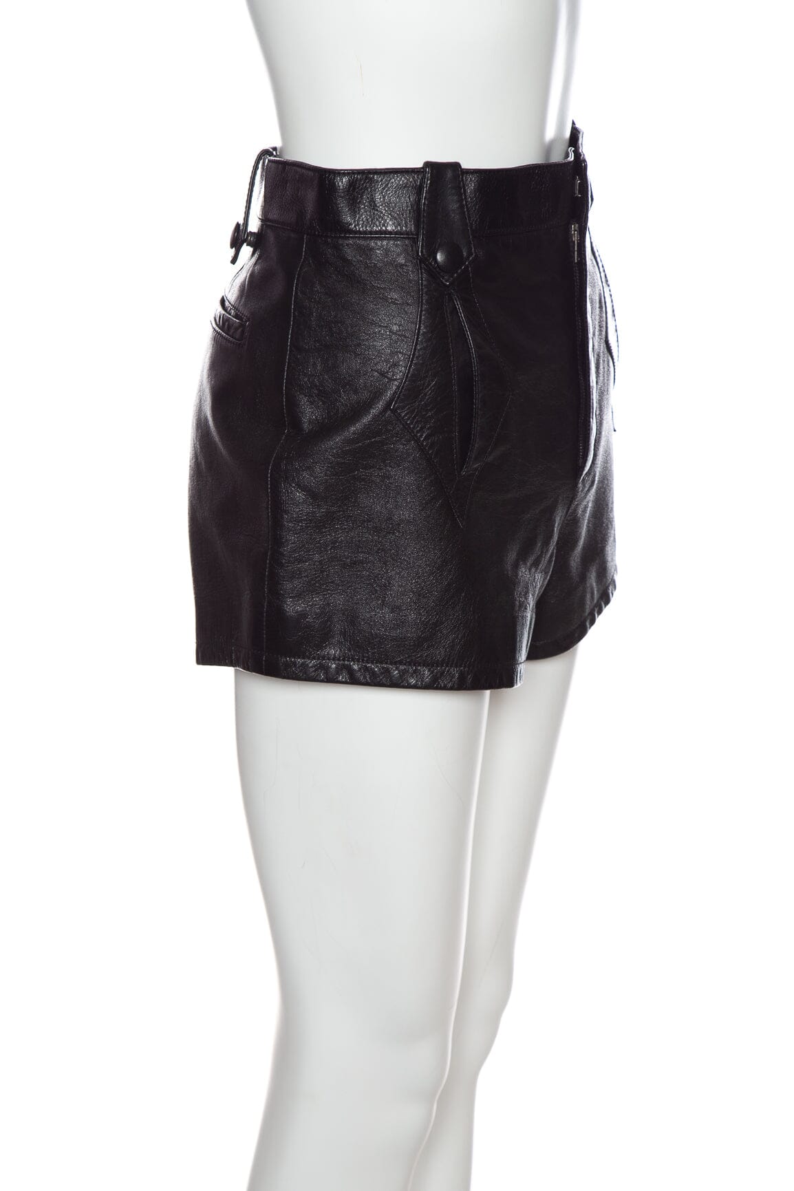 Saint Laurent Black Leather Mini Short SZ S