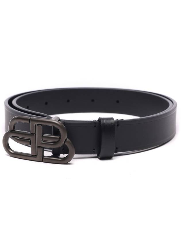 Luxury Balenciaga Trending 2026 BB Logo Thin Calfskin Belt Black