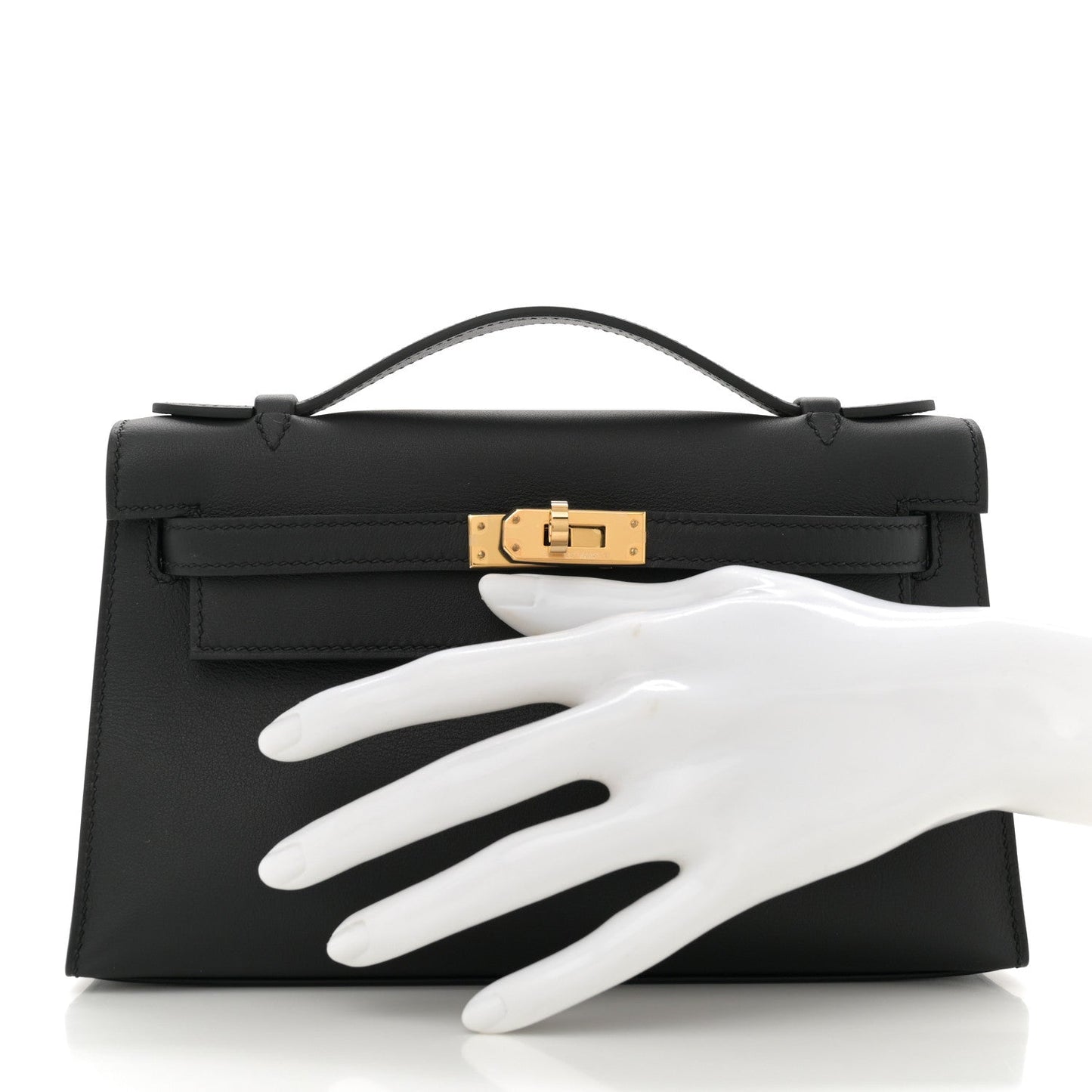 Hermes Swift Kelly Pochette Clutch Black