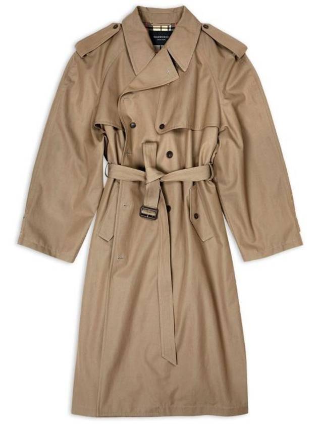 Luxury Balenciaga Trending 2026 Women's Oversized Shoulder Tab Trench Coat Beige