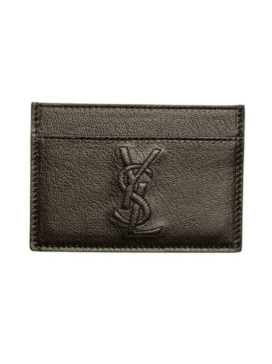 Luxury Saint Laurent Trending 2025 Belle De Jour Stitch Logo Card Wallet Black