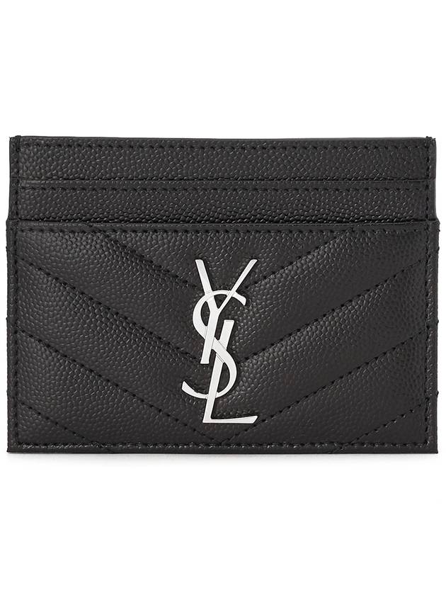 Luxury Saint Laurent Trending 2025 Cassandre Matelasse Card Case In Grain De Poudre Embossed Leather Black