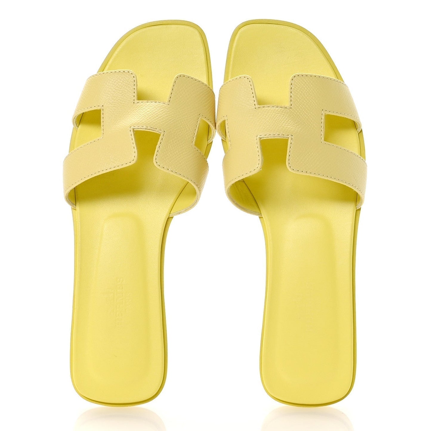 Hermes Epsom Oran Sandals 37 Jaune Pollen
