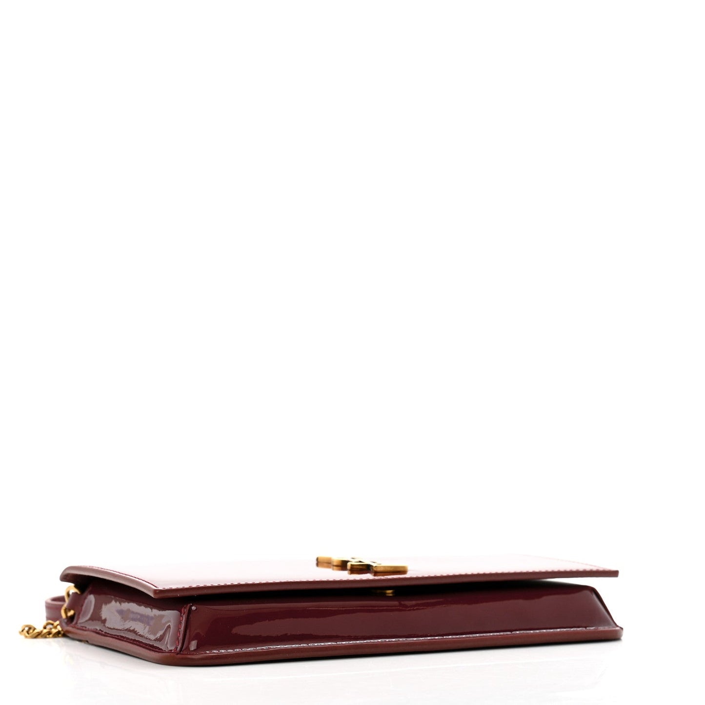 Saint Laurent Patent Monogram Phone Holder Crossbody Chataigne