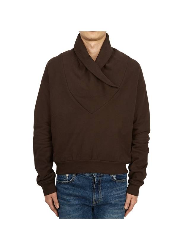 Luxury Saint Laurent Trending 2025 Men's Shawl Collar Cotton Sweatshirt Brown