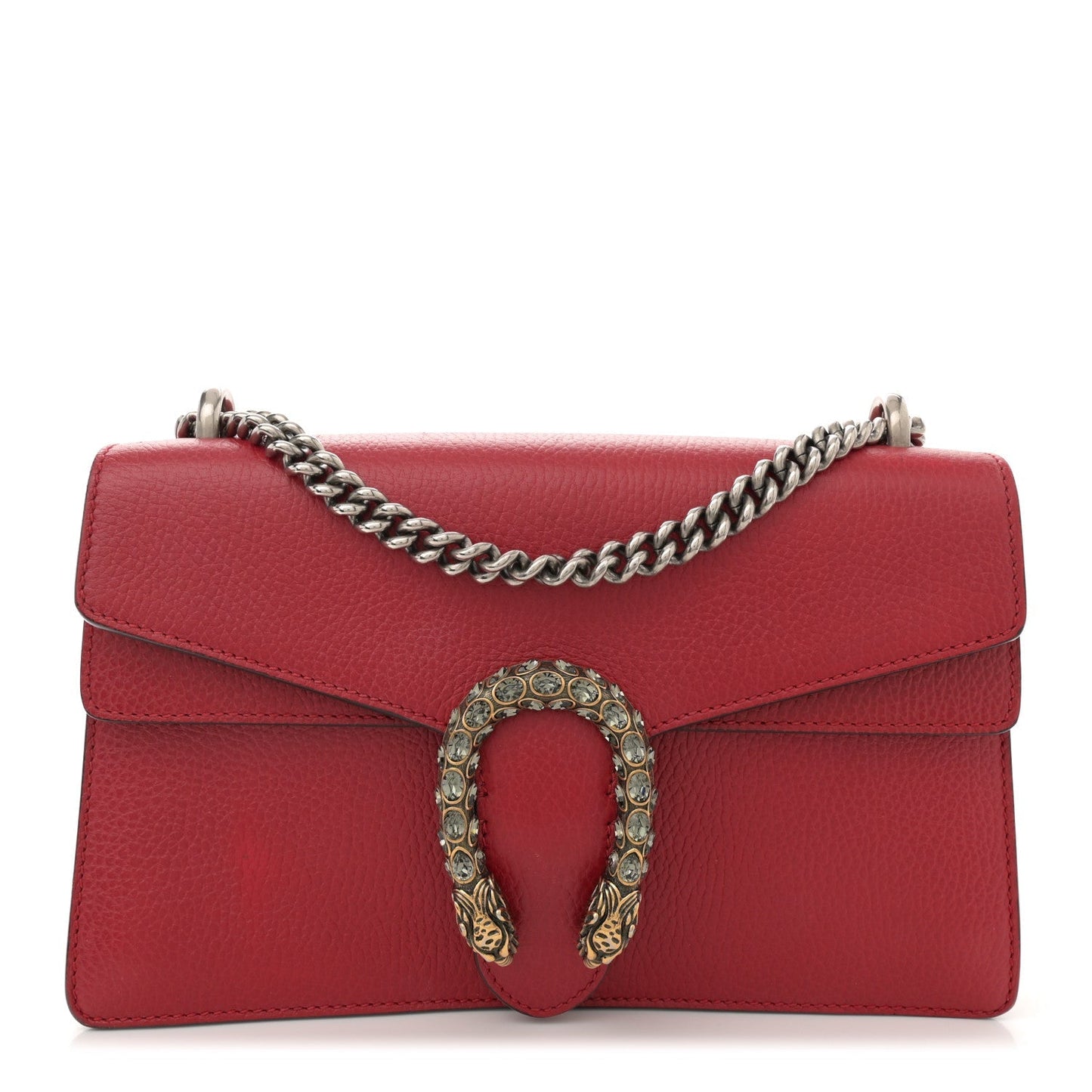 Gucci Dollar Calfskin Swarovski Crystal Small Dionysus Shoulder Bag Hibiscus Red
