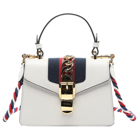 Gucci sylvie white leather handbag
