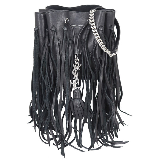 Saint Laurent Fringe Monogram Bourse Bucket Bag Mini