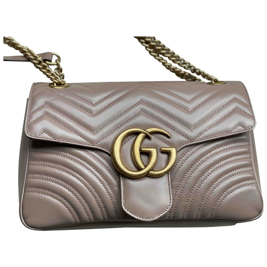 Gucci marmont beige leather handbag