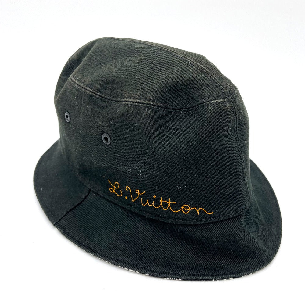 LOUIS VUITTON hat MP2947 cotton black Bonnet Distorted Damier mens 60