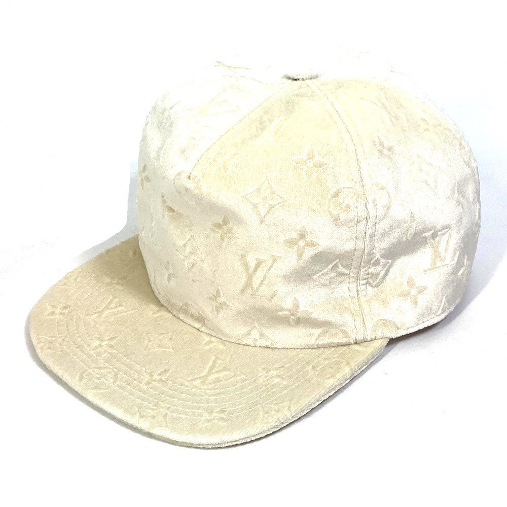 LOUIS VUITTON cap MP3421 polyester white Monogram newsboy velvet