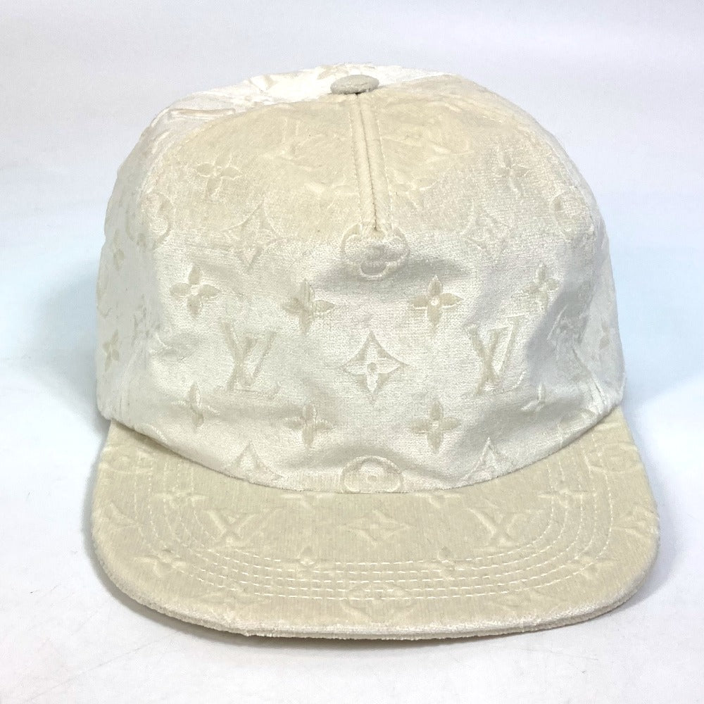 LOUIS VUITTON cap MP3421 polyester white Monogram newsboy velvet