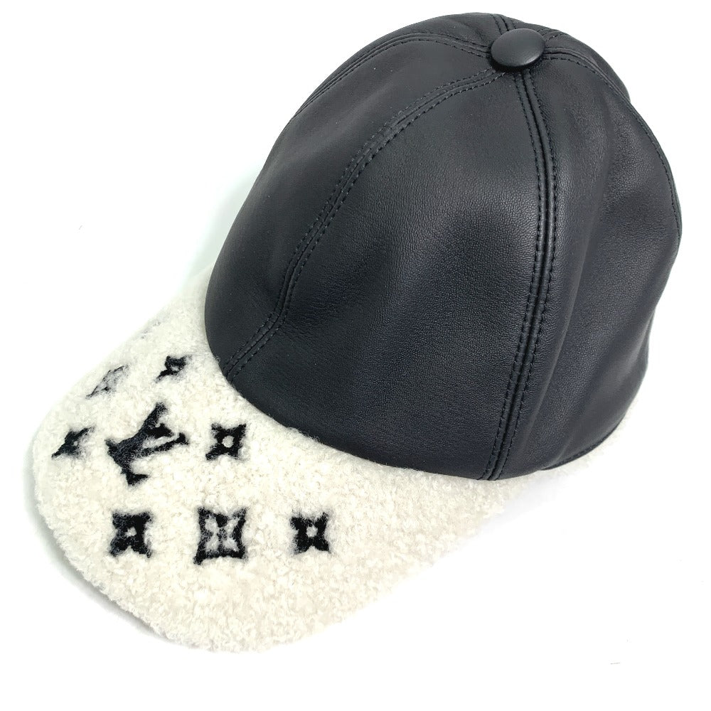 LOUIS VUITTON cap leather black cap sharing M