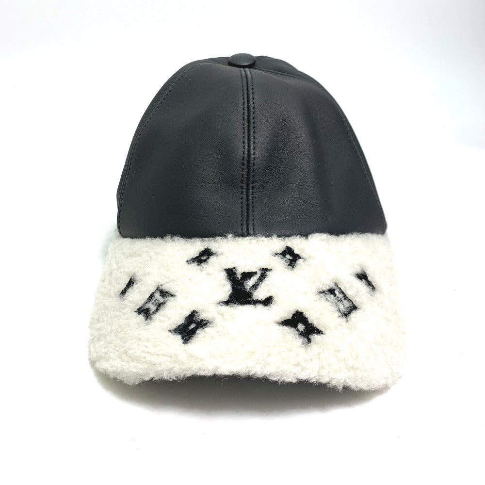 LOUIS VUITTON cap leather black cap sharing M