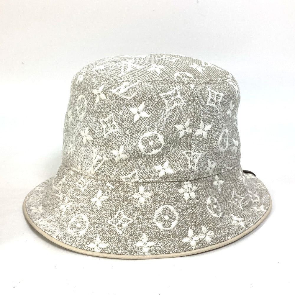 LOUIS VUITTON hat M7058S Nylon, Cotton beige Bucket hat in monogram jacquard denim Women S