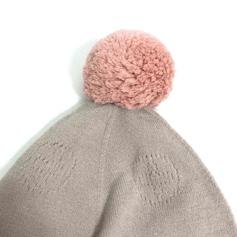 LOUIS VUITTON Knit hat M75540 Wool, Nylon beige Monogram With pompoms Women