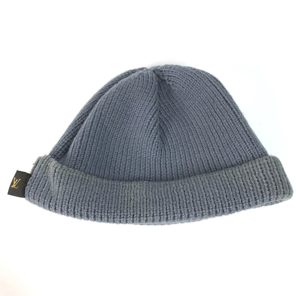 LOUIS VUITTON Knit hat wool gray logo mens