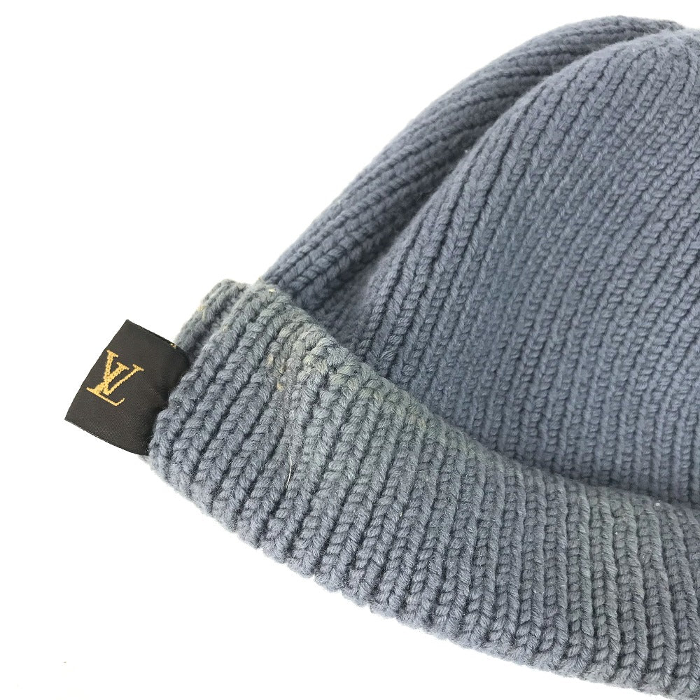 LOUIS VUITTON Knit hat wool gray logo mens