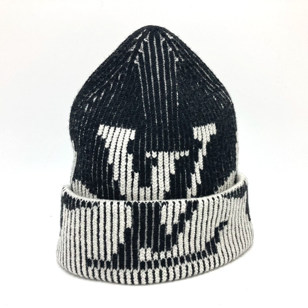 LOUIS VUITTON Knit hat M77997 wool black Bonnet Rib Flower Monogram mens
