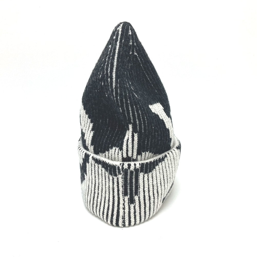 LOUIS VUITTON Knit hat M77997 wool black Bonnet Rib Flower Monogram mens