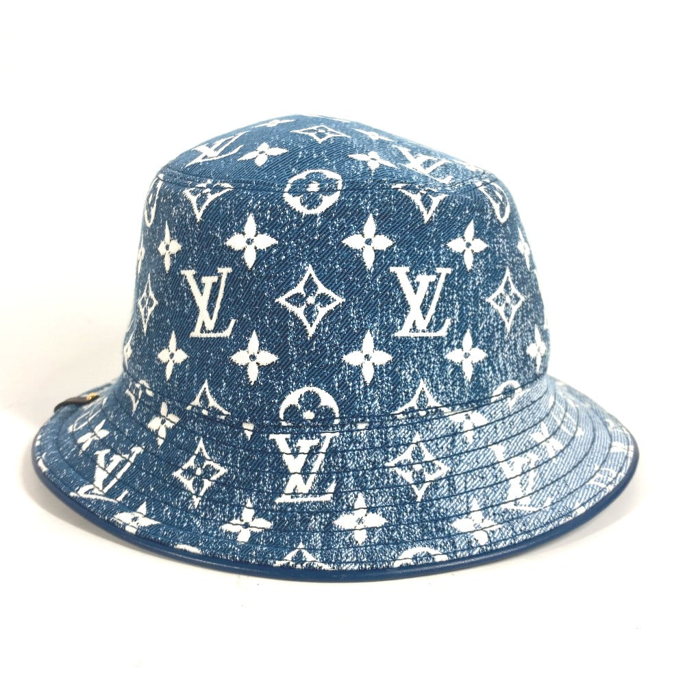 LOUIS VUITTON hat M77435 Polyamide, Cotton blue Monogram denim Bucket hat denim Women