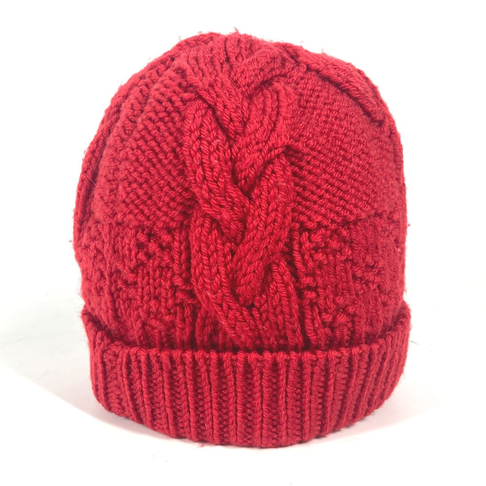 LOUIS VUITTON Knit hat wool Red With can badge Pone Constance Women