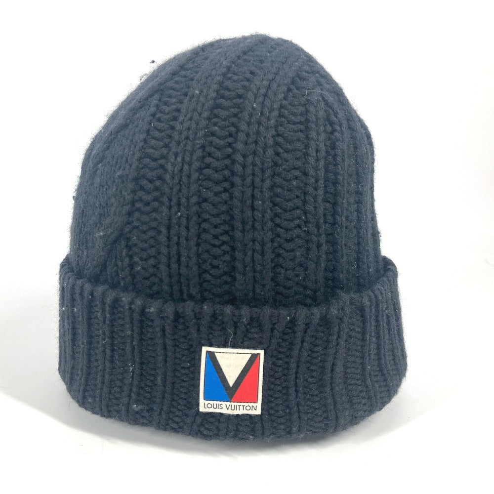 LOUIS VUITTON Knit hat M75377 wool black LV logo