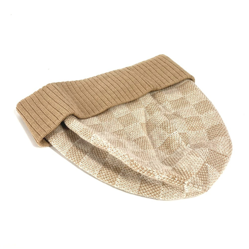 LOUIS VUITTON Knit hat M77984 wool beige Beanie Neo Petite Damier