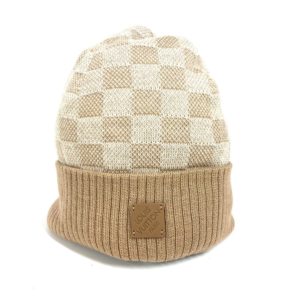 LOUIS VUITTON Knit hat M77984 wool beige Beanie Neo Petite Damier