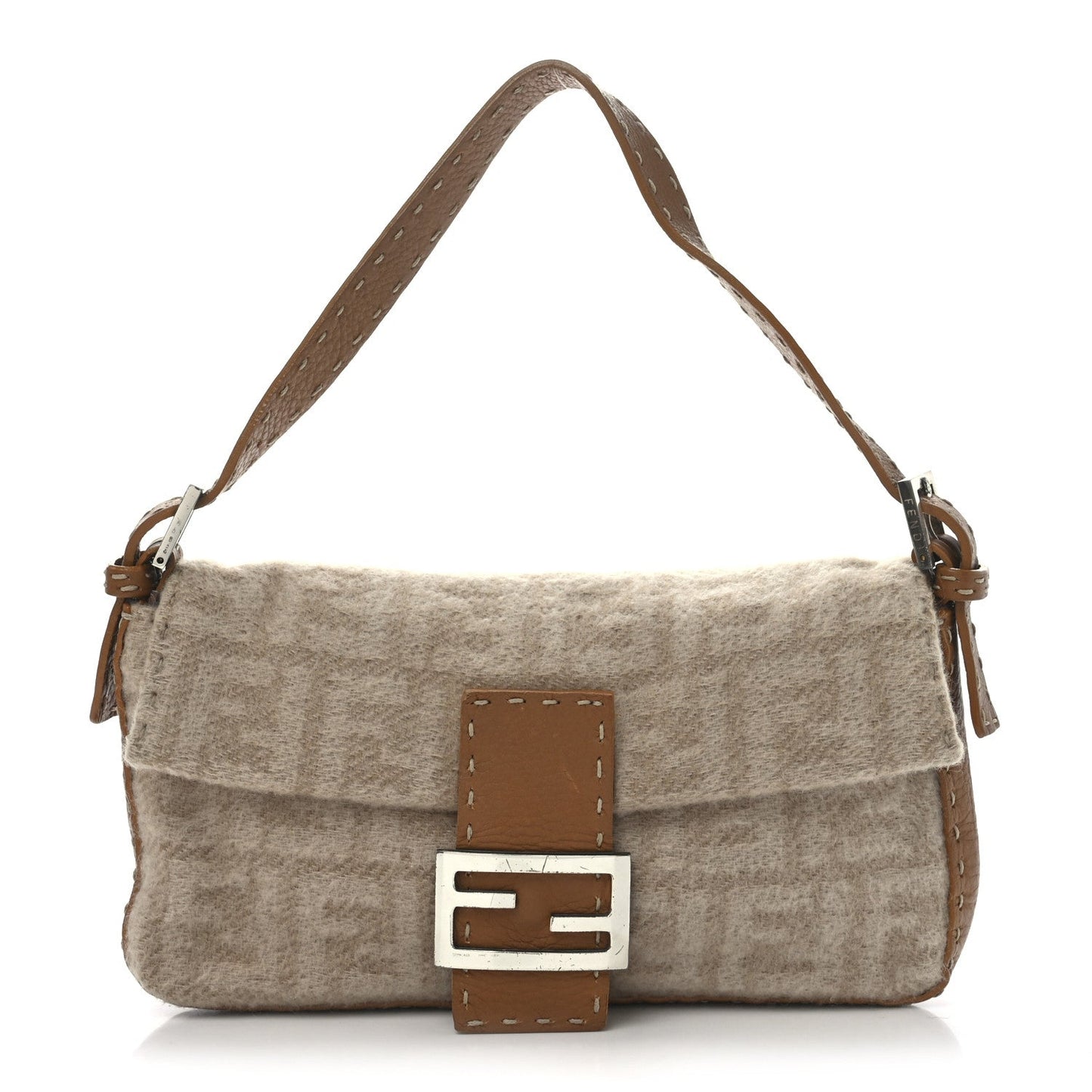 Fendi Cashmere Cuoio Romano Selleria Baguette Honey